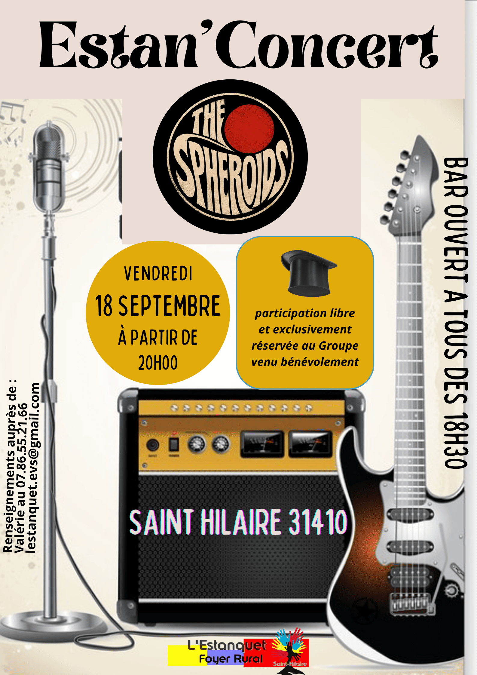 Estan’Concert – The Spheroids en concert à Saint-Hilaire (31410) le 18 septembre