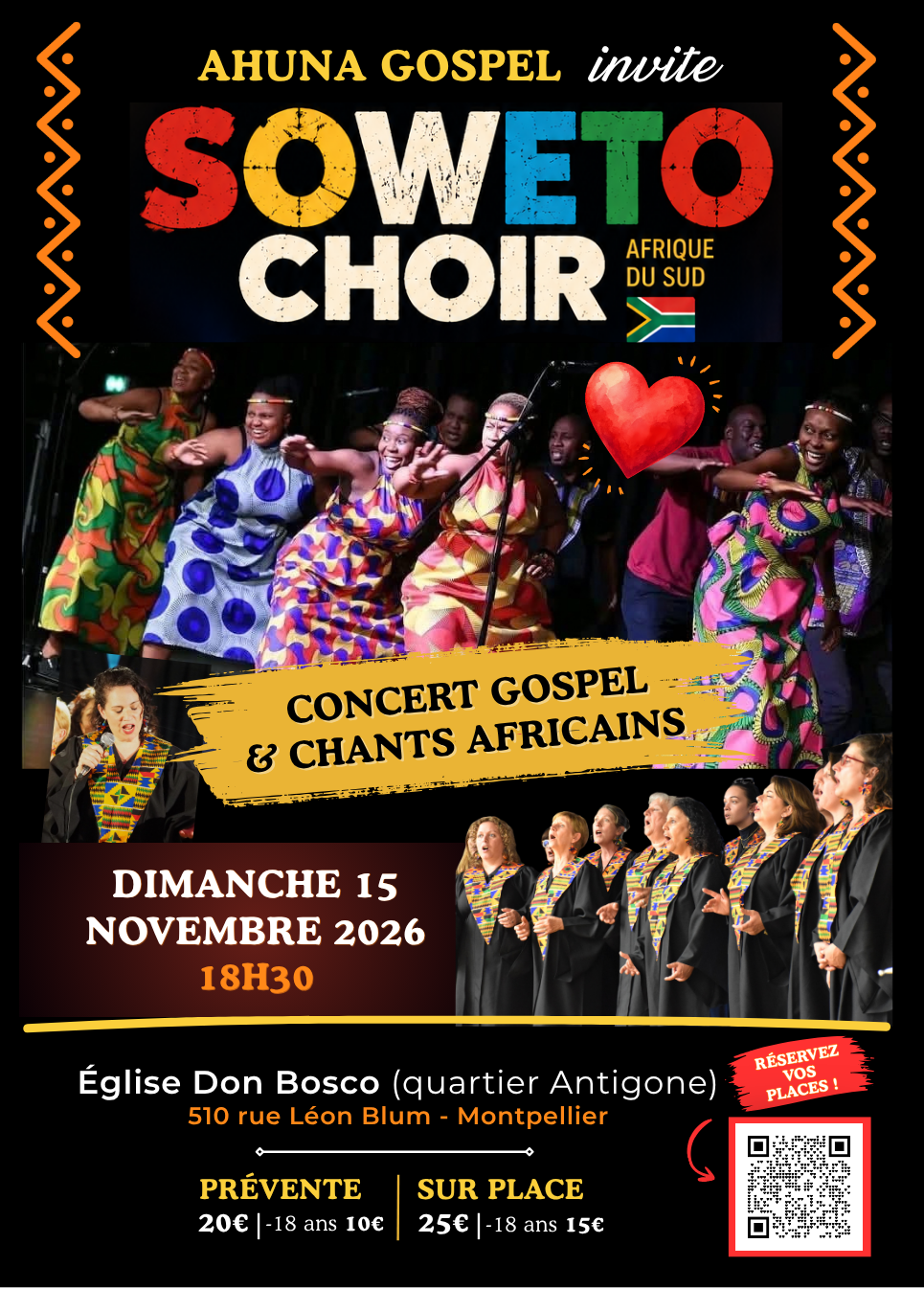 Concert exceptionnel Soweto Choir & Ahuna Gospel à Montpellier