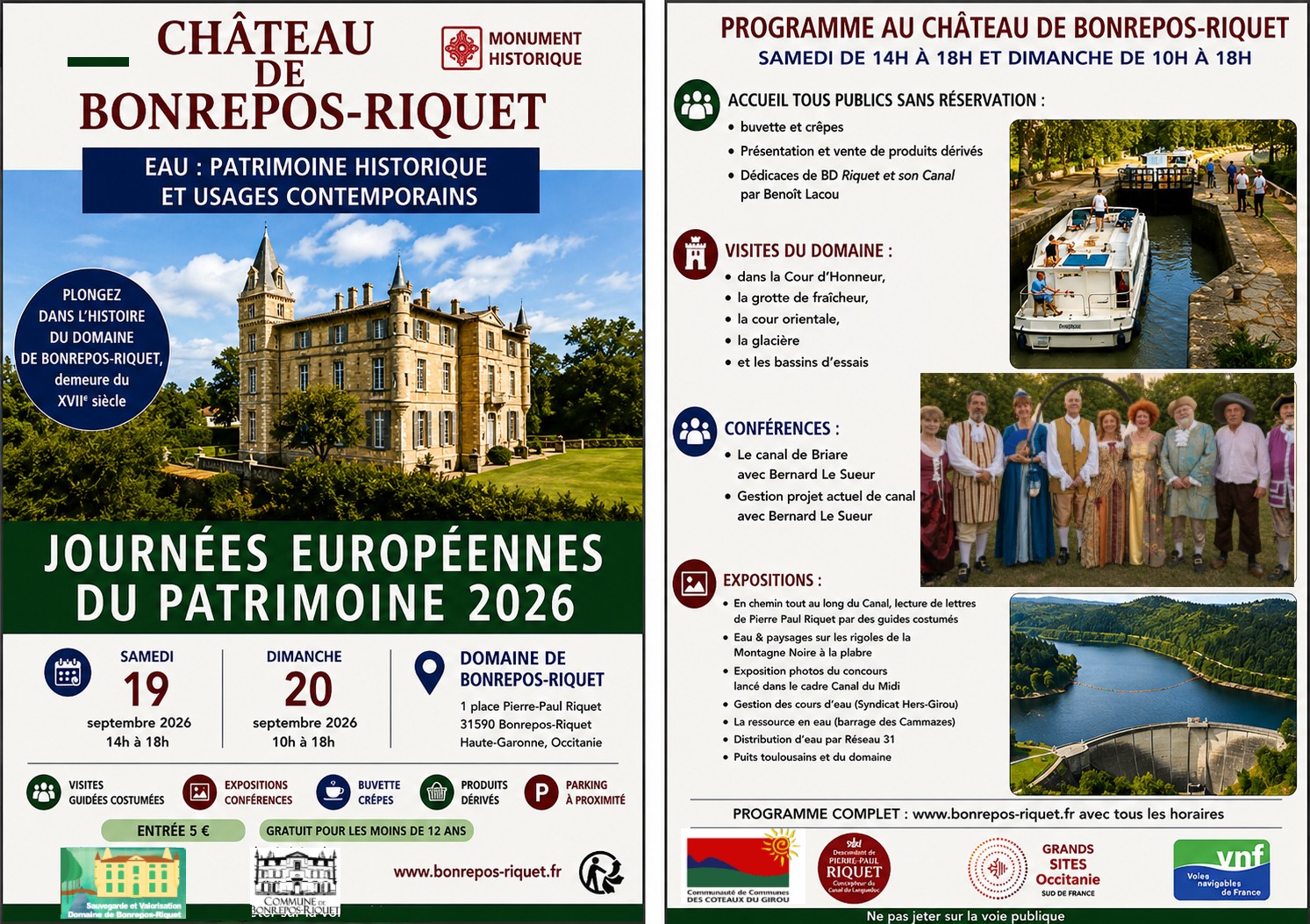 JOURNEES EUROPEENNES DU PATRIMOINE AU CHATEAU DE BONREPOS RIQUET